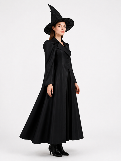 Cosplay Costume: Long Black Robe and Hat side view