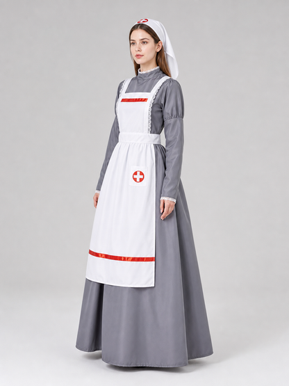 Nurse Costume with Apron and Cap