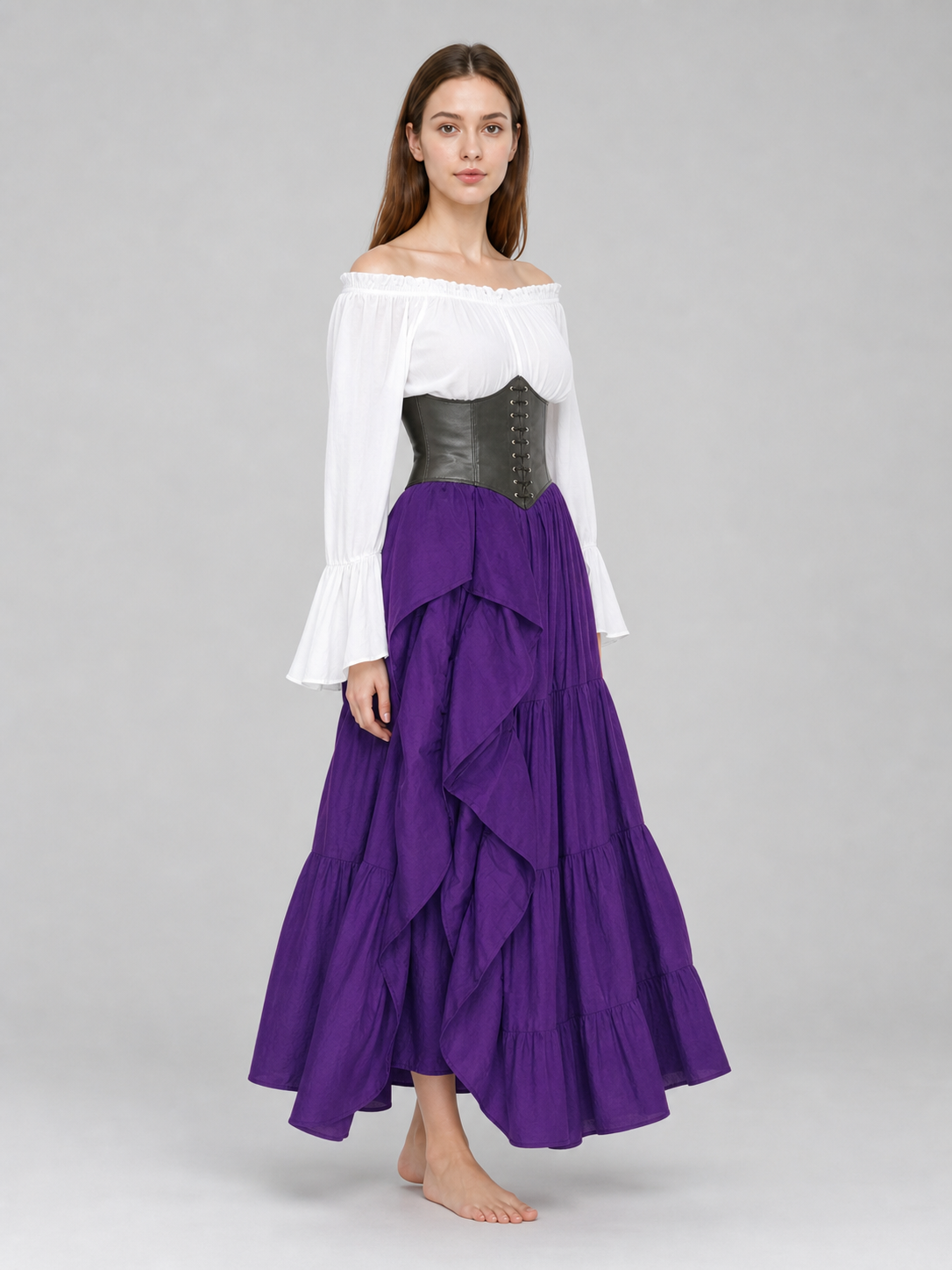 Historical Costume with Corset and Tiered Skirt