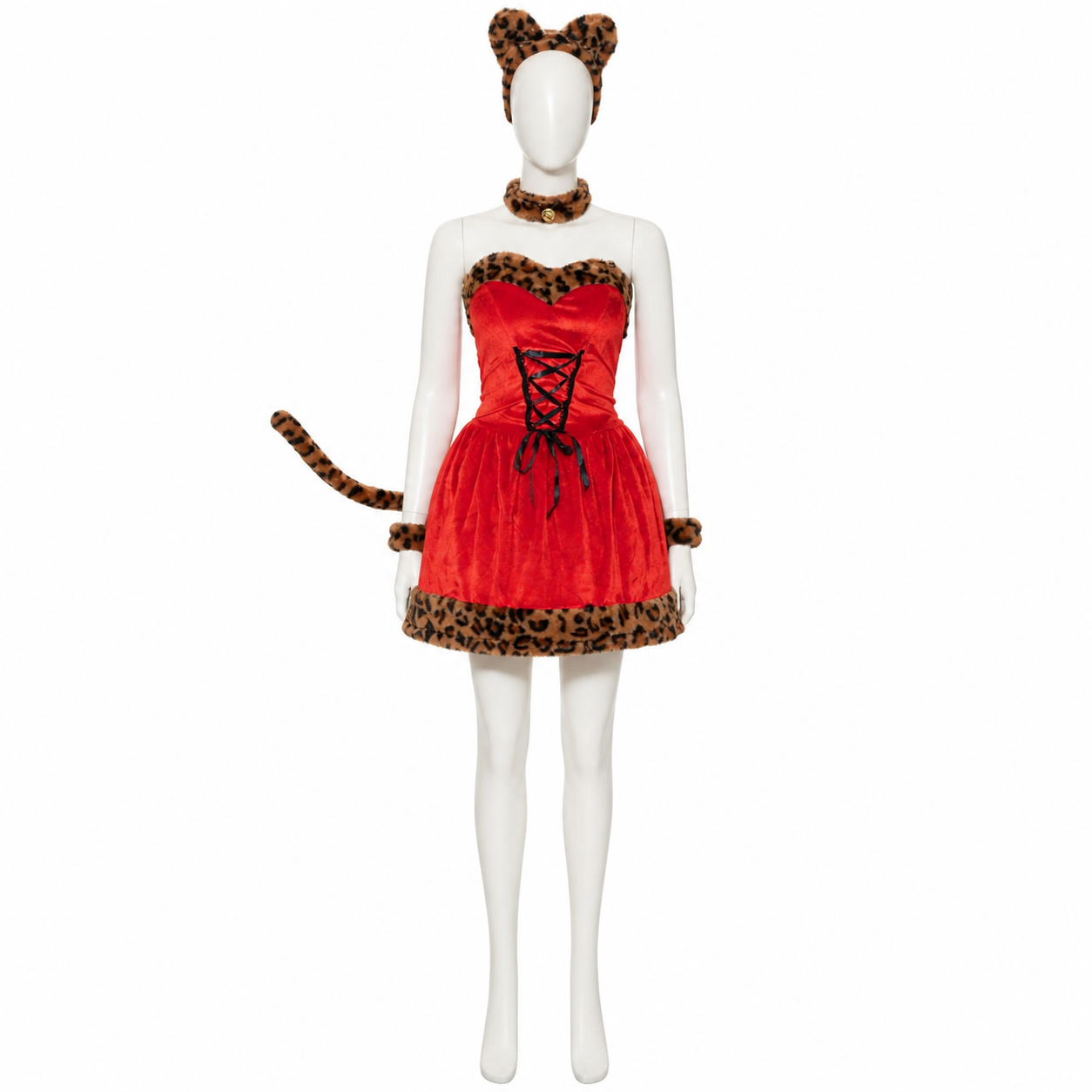 Red Carnival Dress with Ears and Tail side view