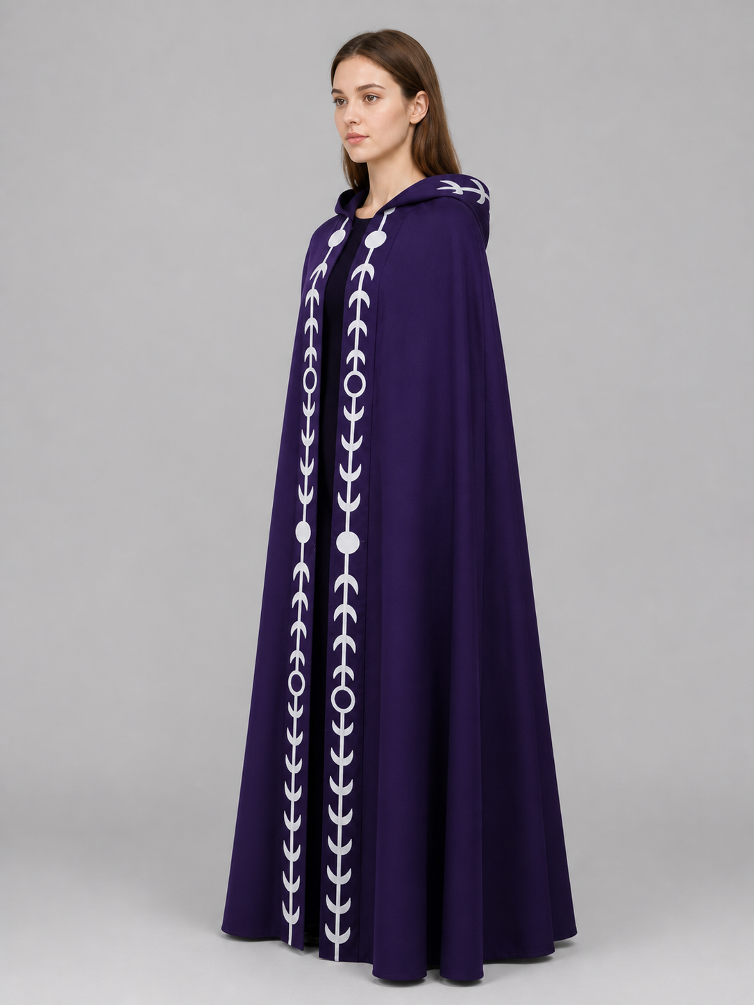 Purple Hooded Cape in Medieval Style