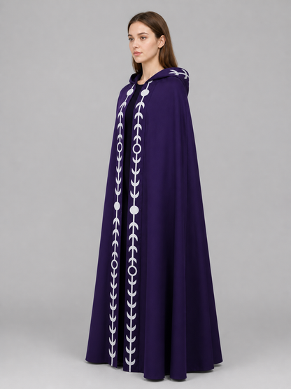 Purple Hooded Cape in Medieval Style