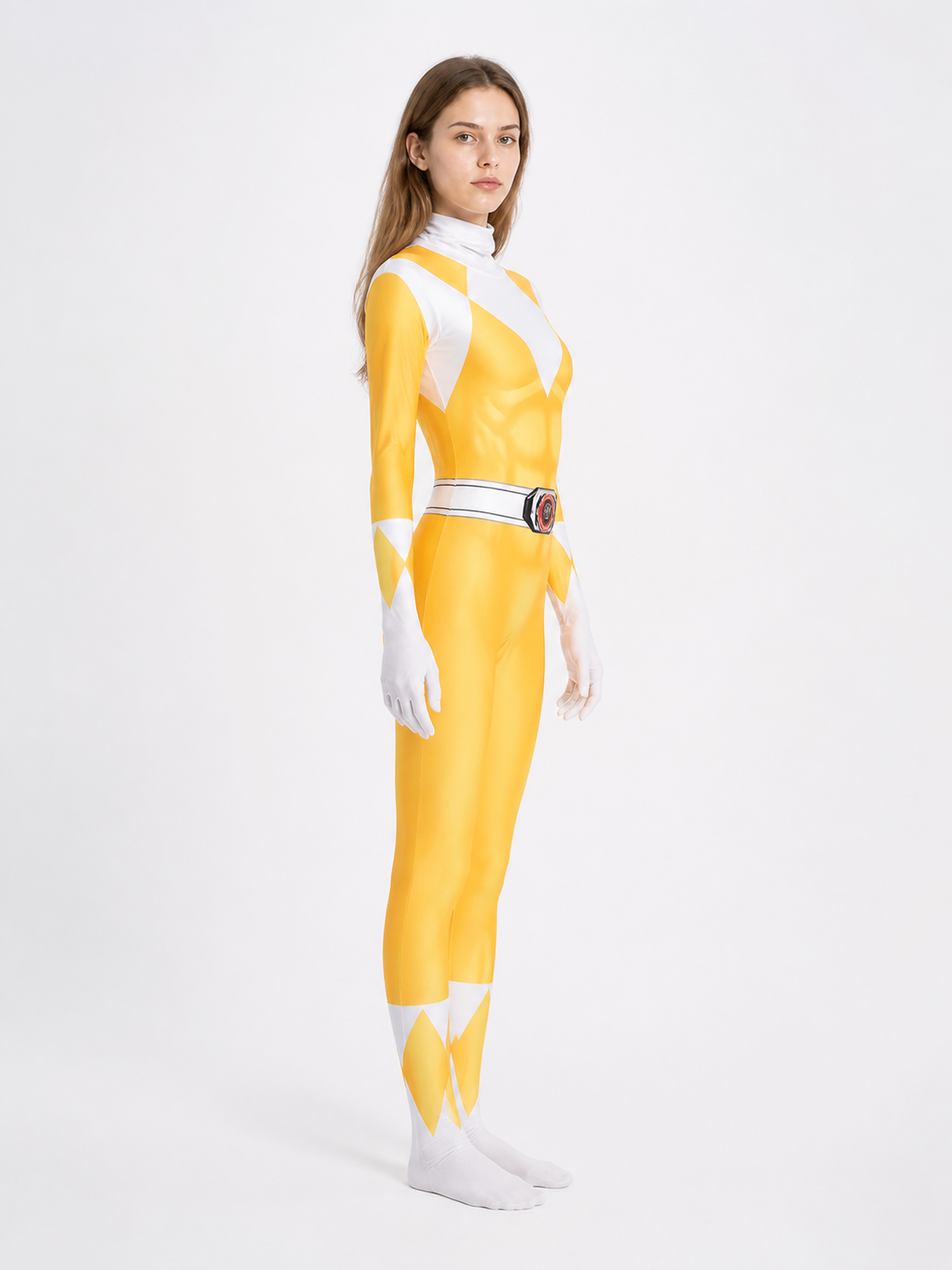 One-Piece Orange Cosplay Costume with Mask side view