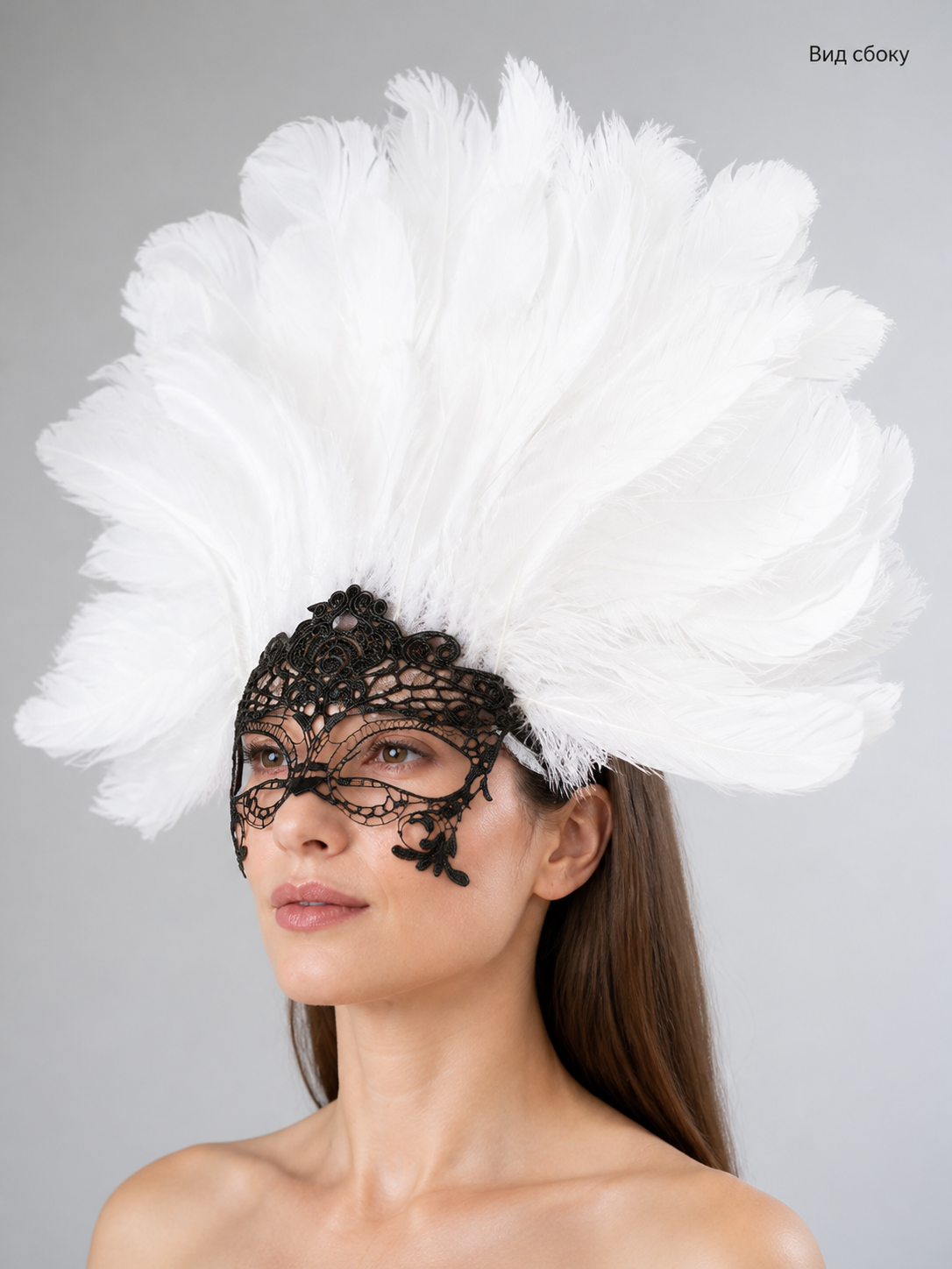 White feather masquerade headpiece product view 26