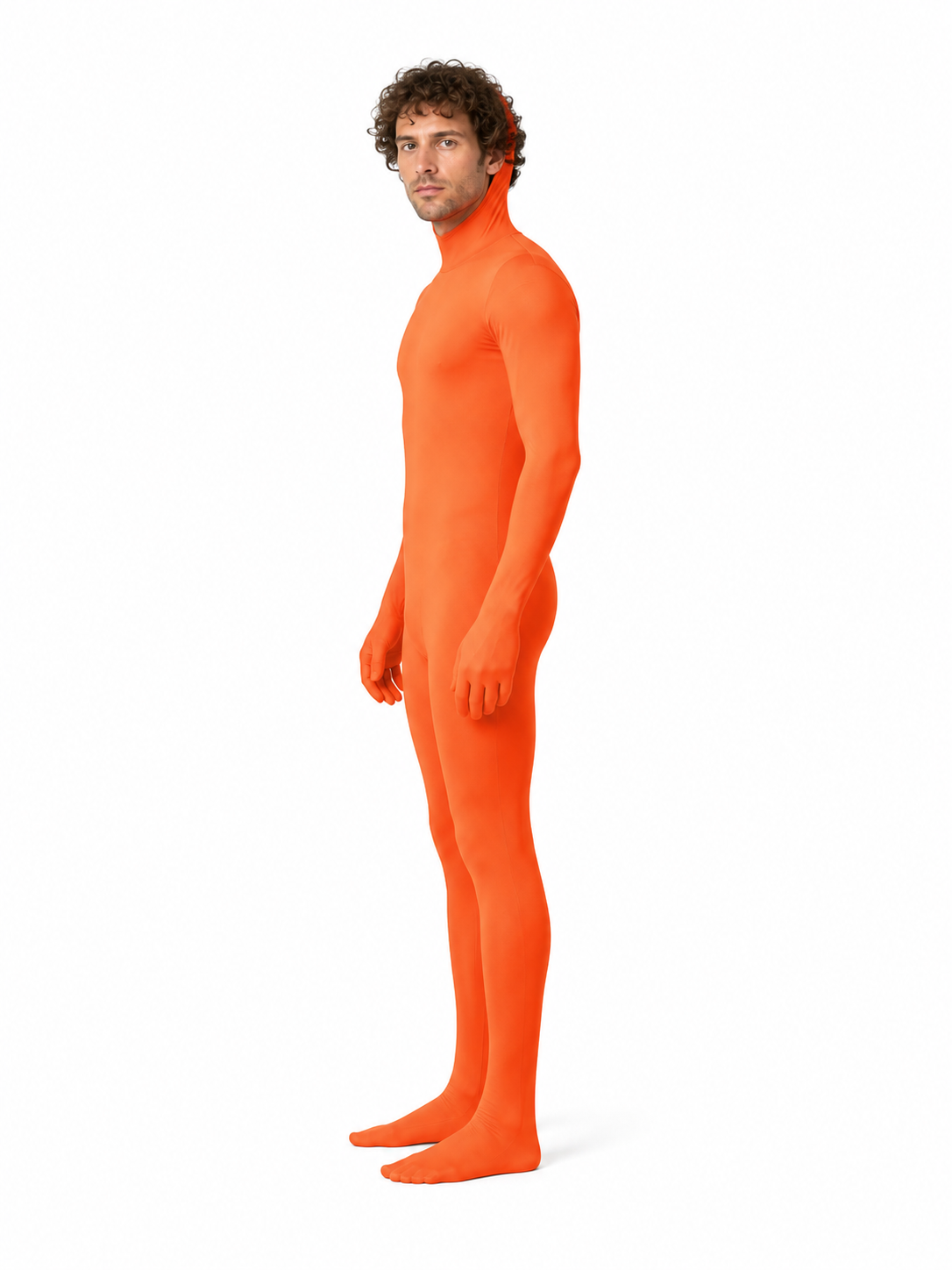 Orange Hooded Cosplay Jumpsuit side view