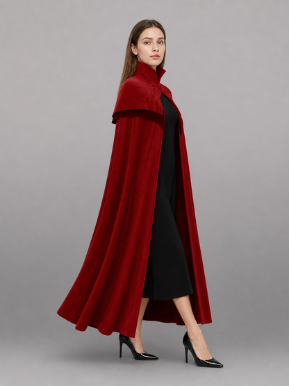 Dark Red Carnival Cape with Hood