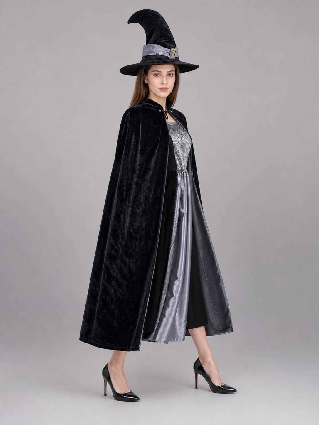 Witch Costume: Dress, Belt, and Pointed Hat