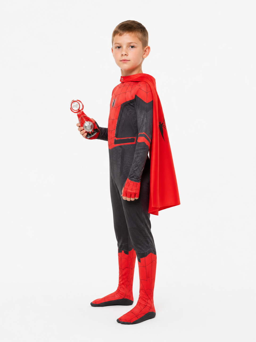 Spider-Man Costume with Cape and Blaster side view