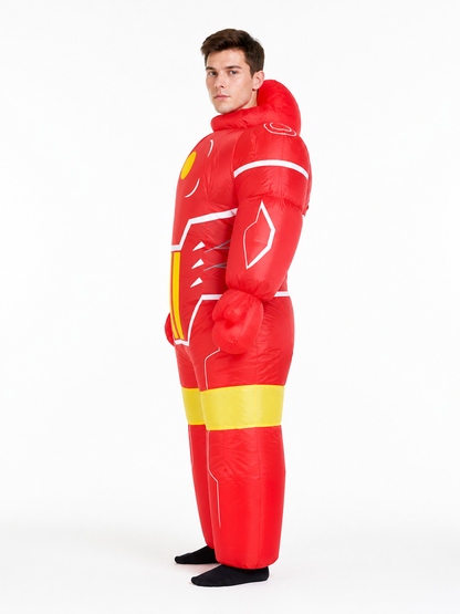 Red Inflatable Robot Costume with Yellow Details side view