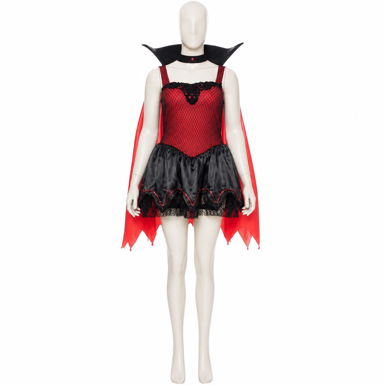 Vampire-Style Dress with Cape and Lace side view