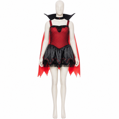 Vampire-Style Dress with Cape and Lace side view