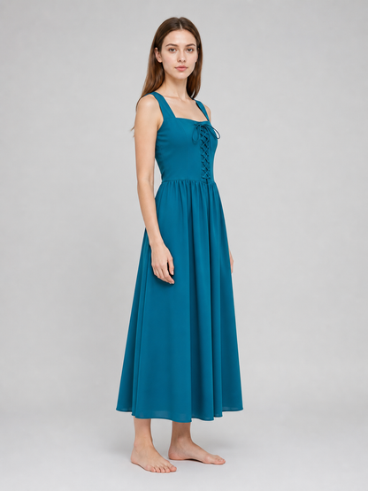 Teal Lace-Up Strap Dress product view 18
