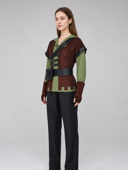 Green Arrow cosplay costume with vest and belt