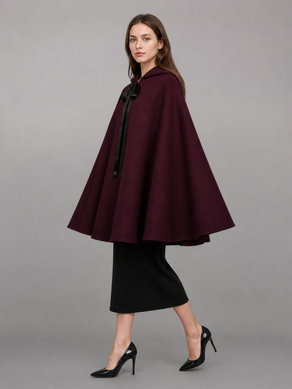 Burgundy Carnival Cloak with Hood for Cosplay