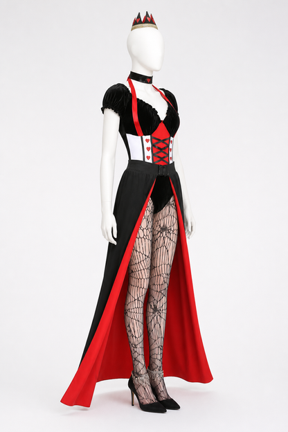 Vampire Costume with Crown, Corset, and Long Skirt side view