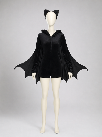 Bat Cosplay Costume, Black Jumpsuit