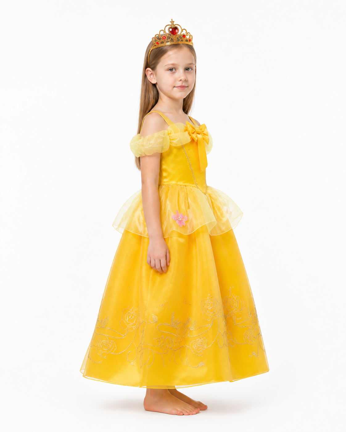 Princess dress with crown and bow for Halloween side view