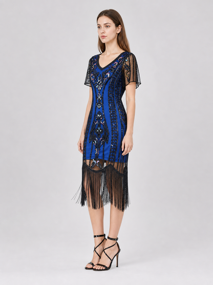 Vintage-Style Flapper Dress with Fringe