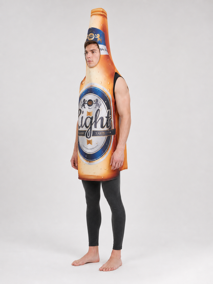 Beer bottle costume for themed celebrations and parties