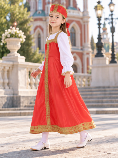 Long Carnival Dress with Headpiece side view