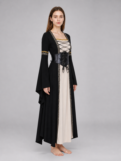 Gothic Long-Sleeve Lace-Up Dress