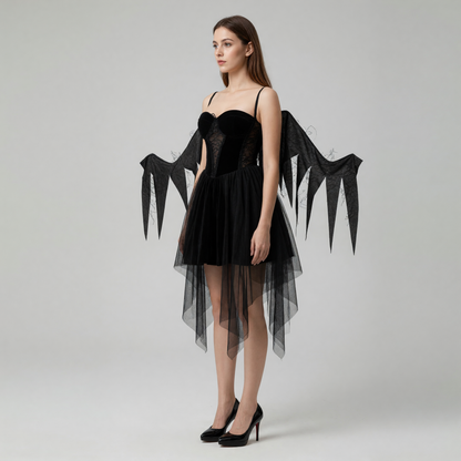 Black Winged Costume Dress for Cosplay