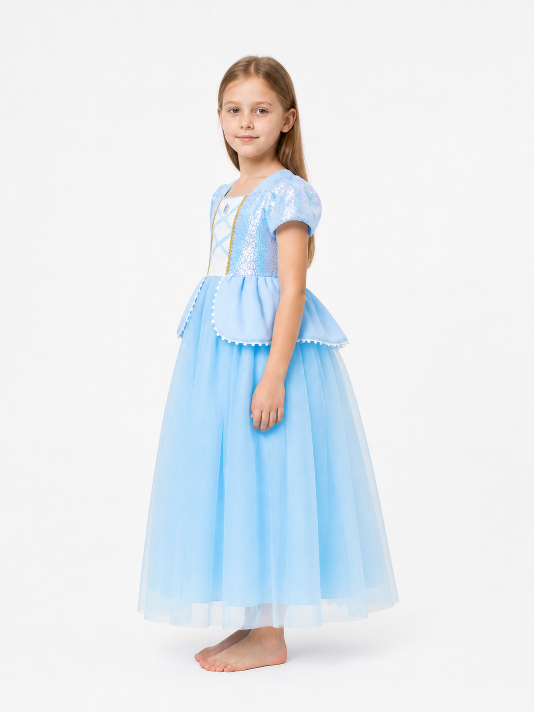 Blue Glitter Halloween Dress side view