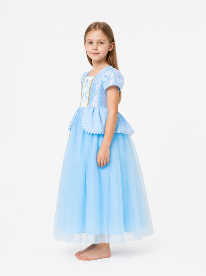 Blue Glitter Halloween Dress side view