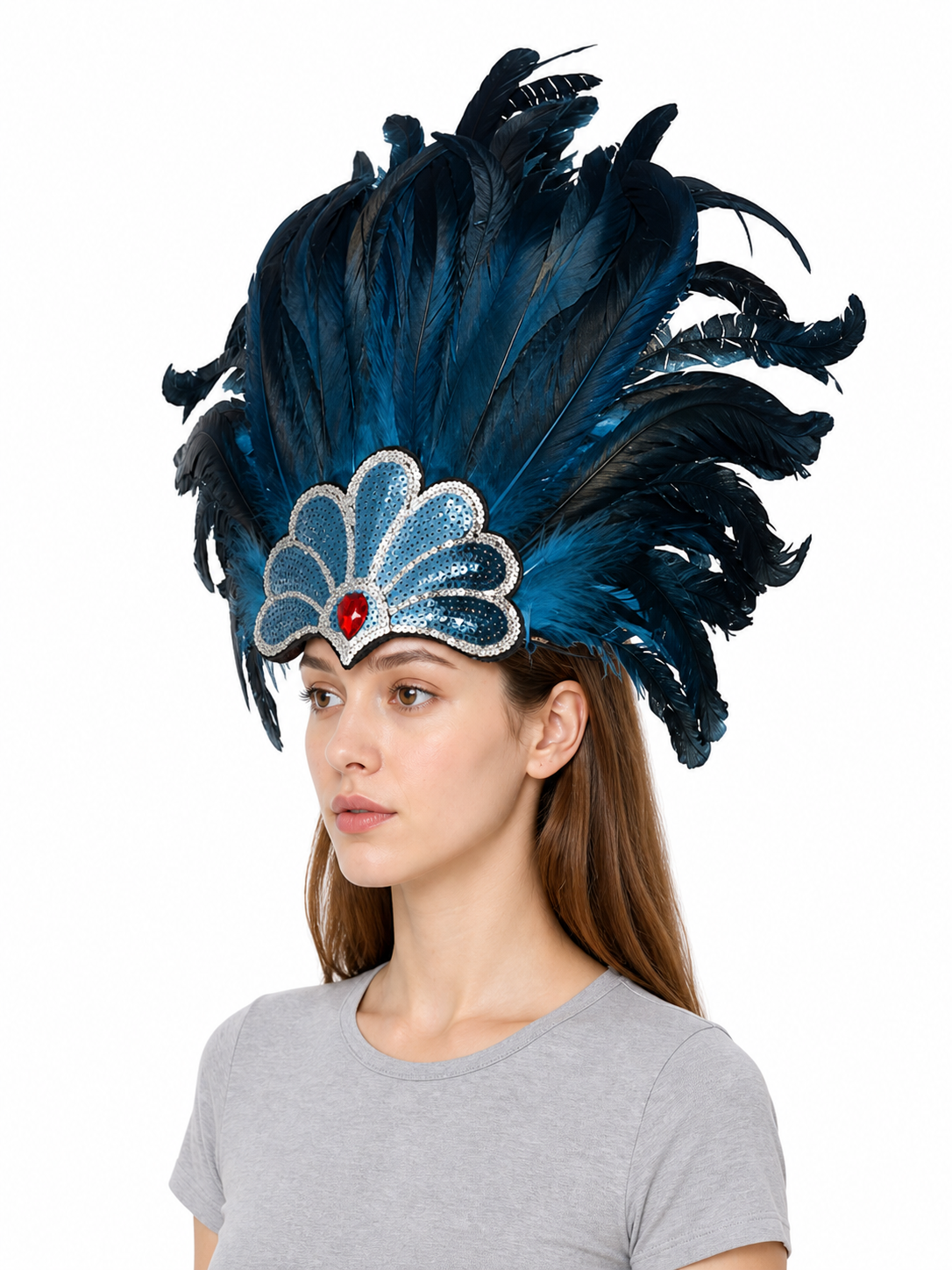 Carnival Feather and Bead Headpiece