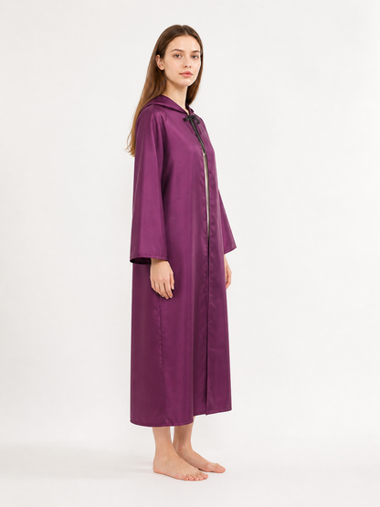 Purple Hooded Zip-Up Cloak for Halloween side view