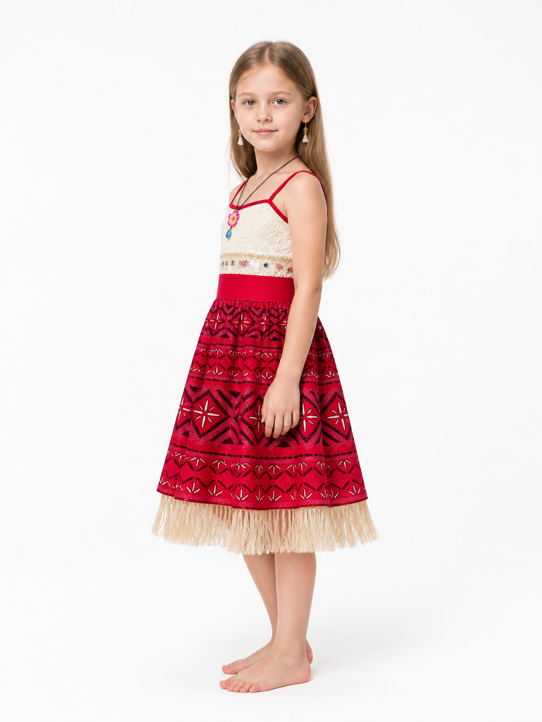 Moana Carnival Costume Dress with Ethnic Pattern side view