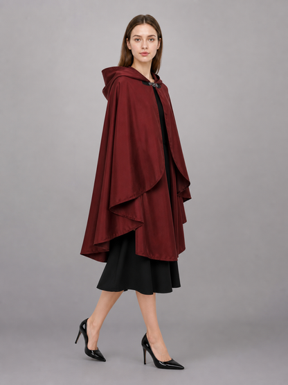 Burgundy Hooded Costume Cloak for Cosplay