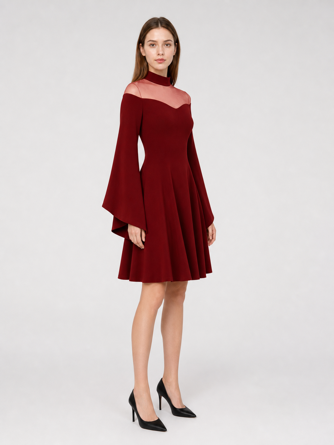 Cosplay Dress with Mesh and High Collar