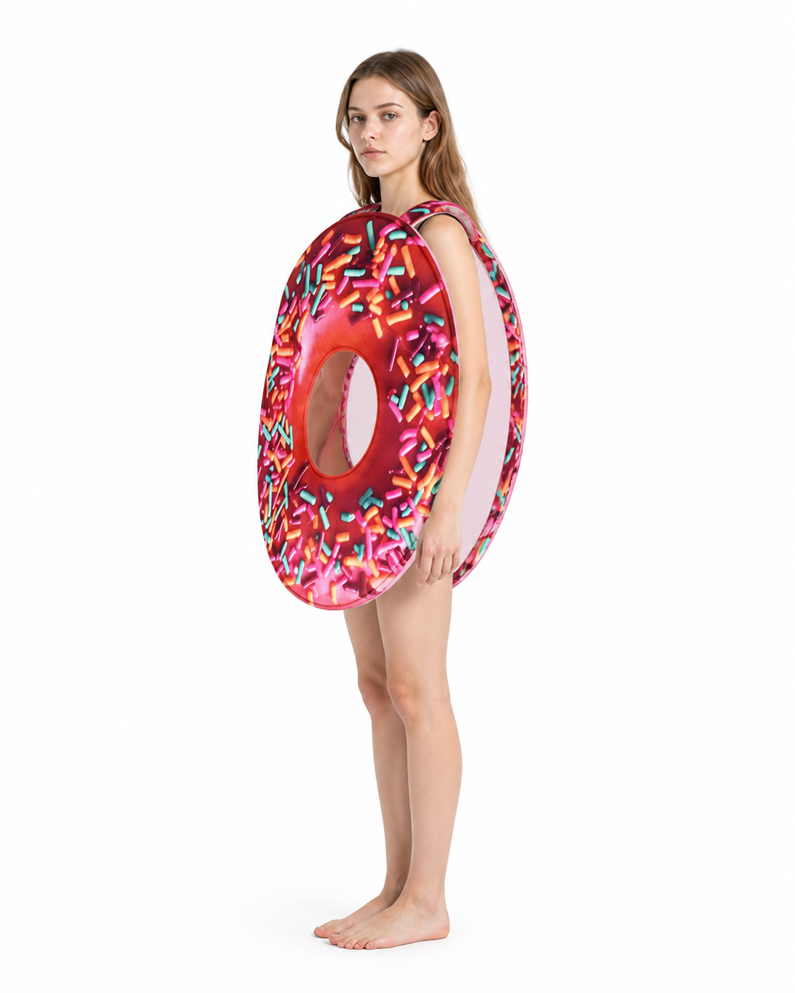 Donut Costume with Red Frosting and Colorful Sprinkles side view