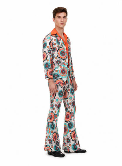 Jumpsuit with Geometric Print, Collar, and Flared Legs side view