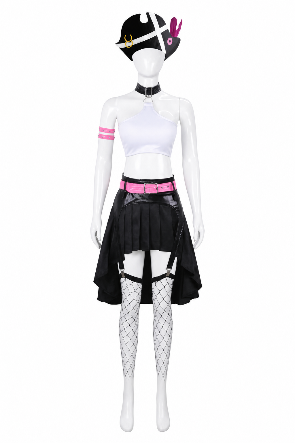 Pirate Cosplay Costume with Hat, Top, and Skirt side view