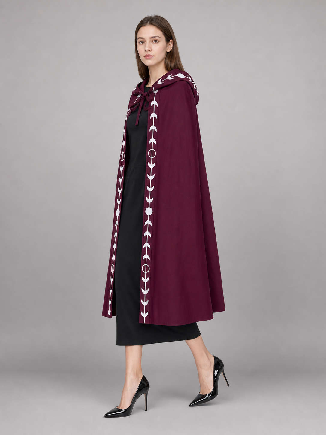 Burgundy Hooded Carnival Cloak