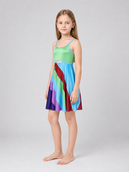 Cosplay Dress with Color Inserts and Cutout