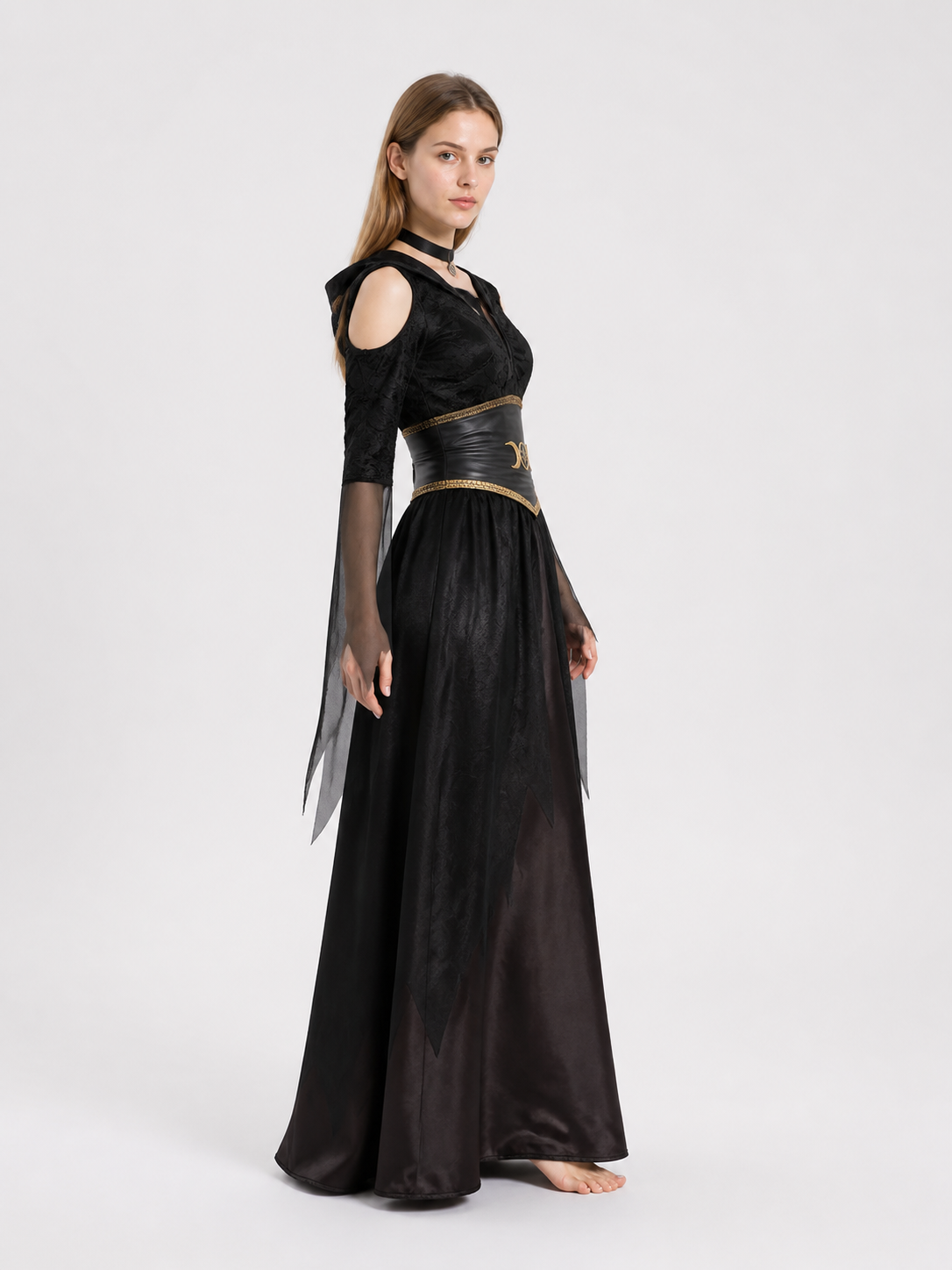 Halloween Witch Costume with Corset and Cape