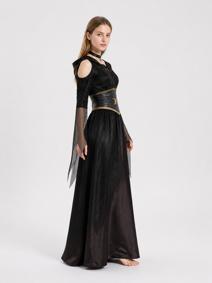 Halloween Witch Costume with Corset and Cape