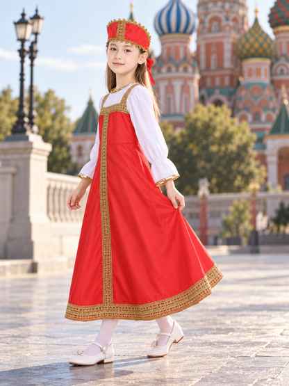 Red Carnival Dress with Headpiece side view