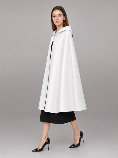 White Medieval Hooded Costume Cloak