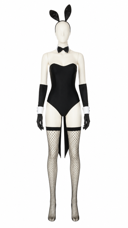 Bunny bodysuit costume with ears for role-play looks