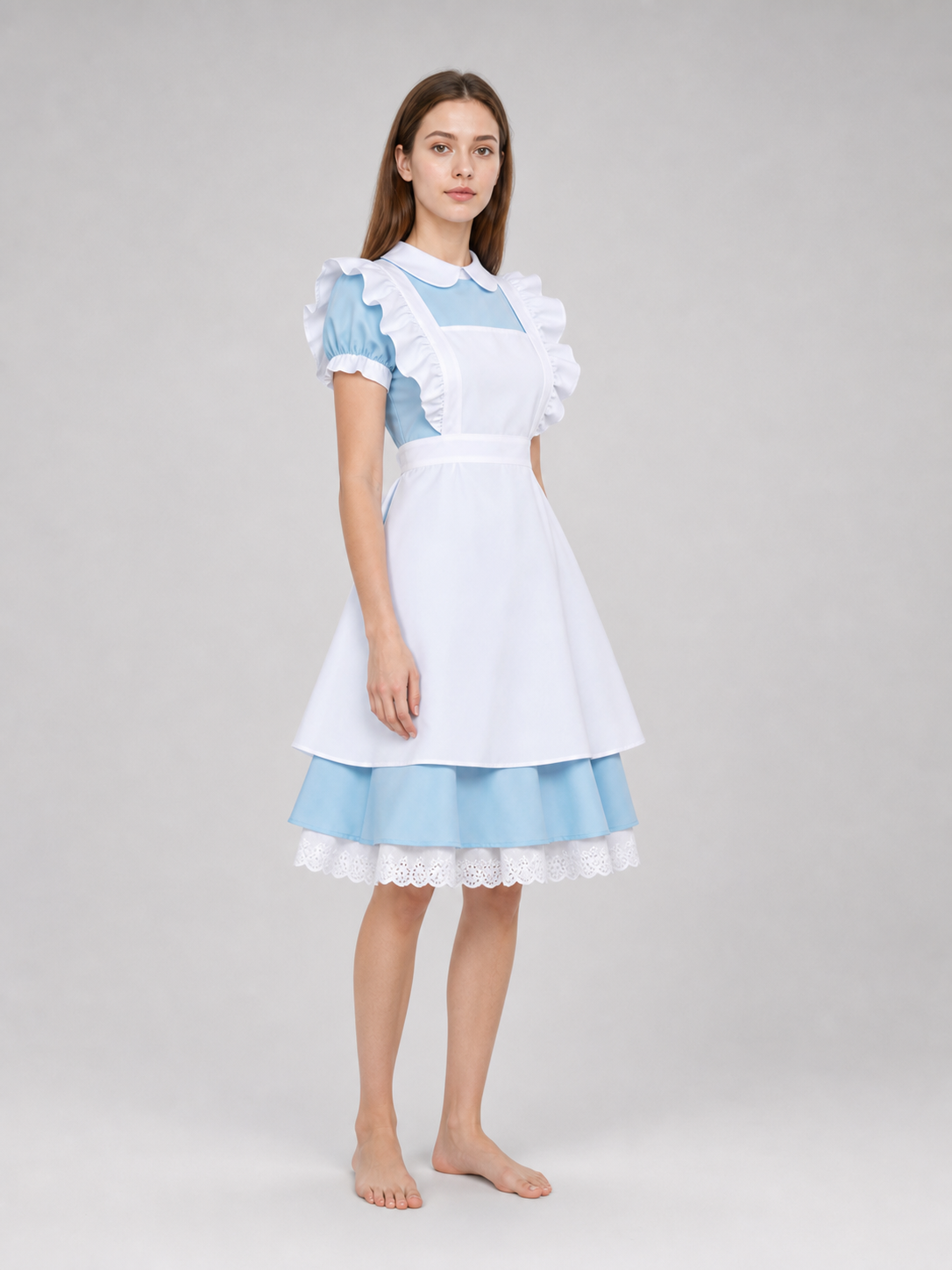 Maid-style costume dress, blue and white
