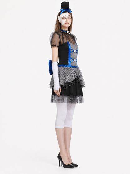 Stage Dress with Black-and-White Check Pattern and Bow side view