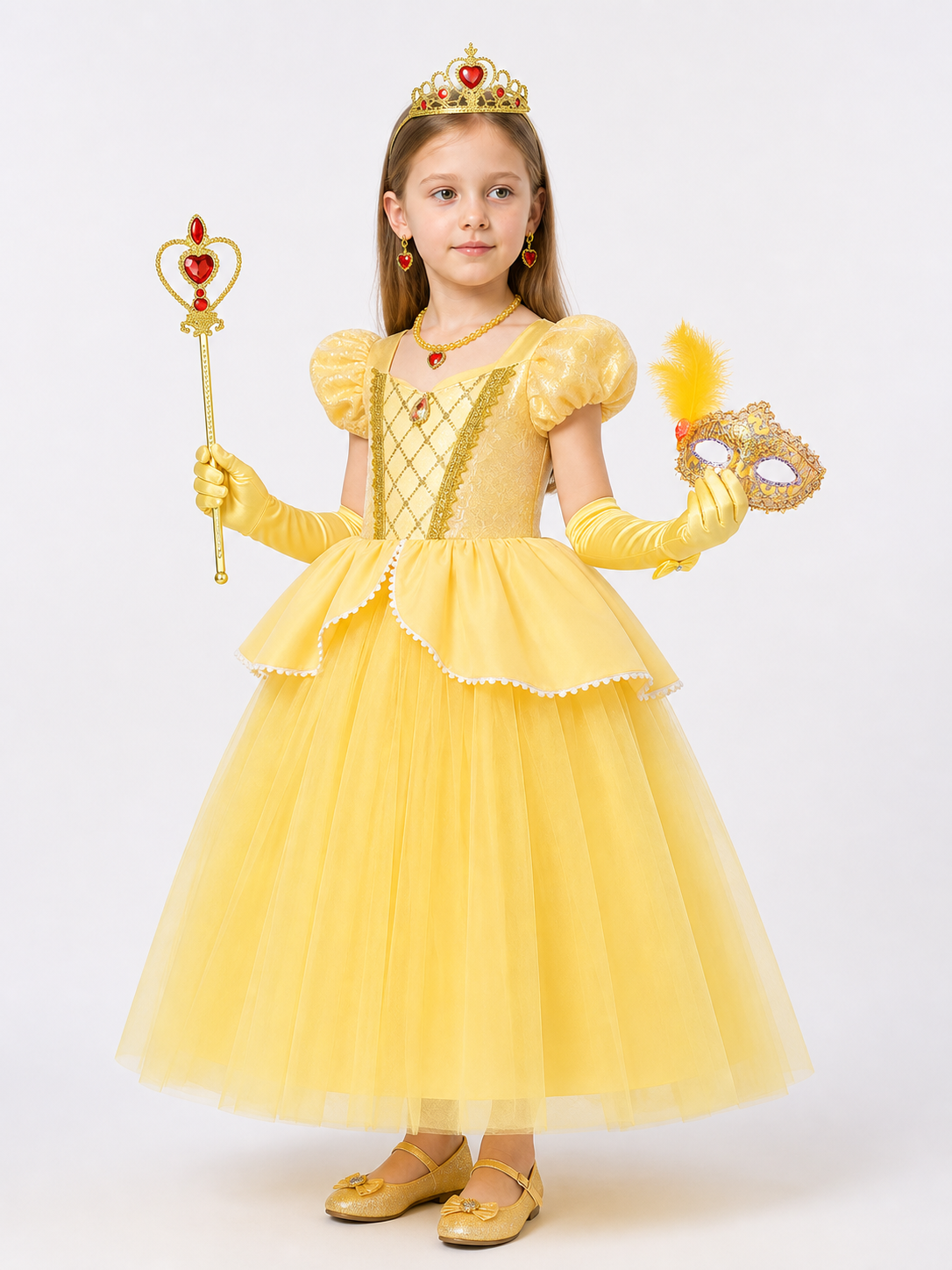 Yellow Princess Costume for Halloween and Cosplay side view