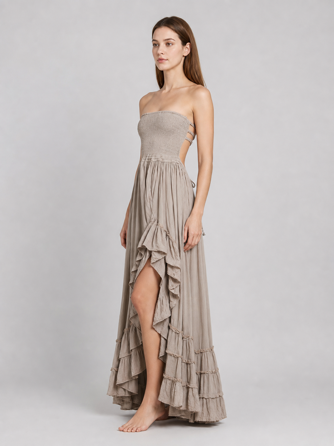 Strapless Boho-Style Maxi Dress