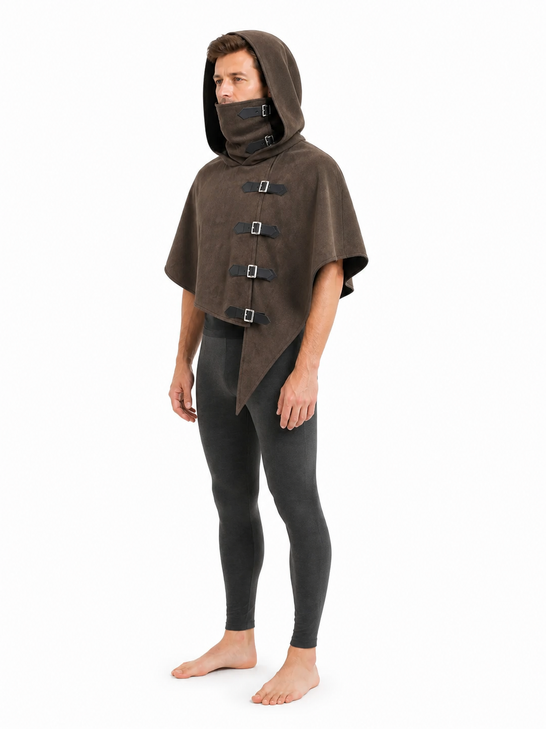 Halloween Hooded Cloak with an Asymmetrical Hem side view