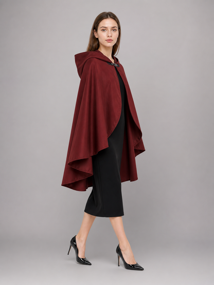 Burgundy Hooded Costume Cloak for Cosplay