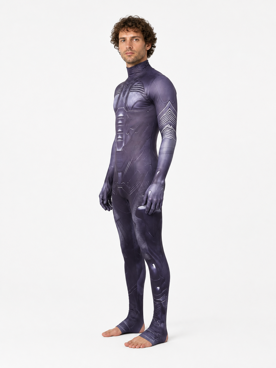 Dune Cosplay Jumpsuit with a High Collar side view